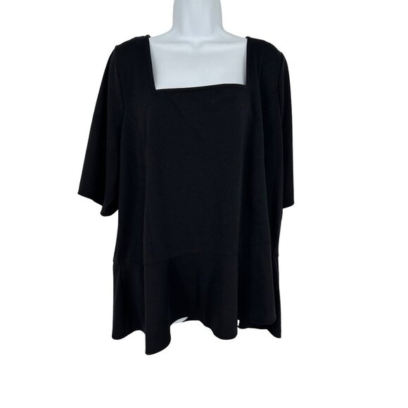Lane Bryant Short Sleeve Square Neck Peplum Hem Blouse Size 26/28 - Picture 1 of 10